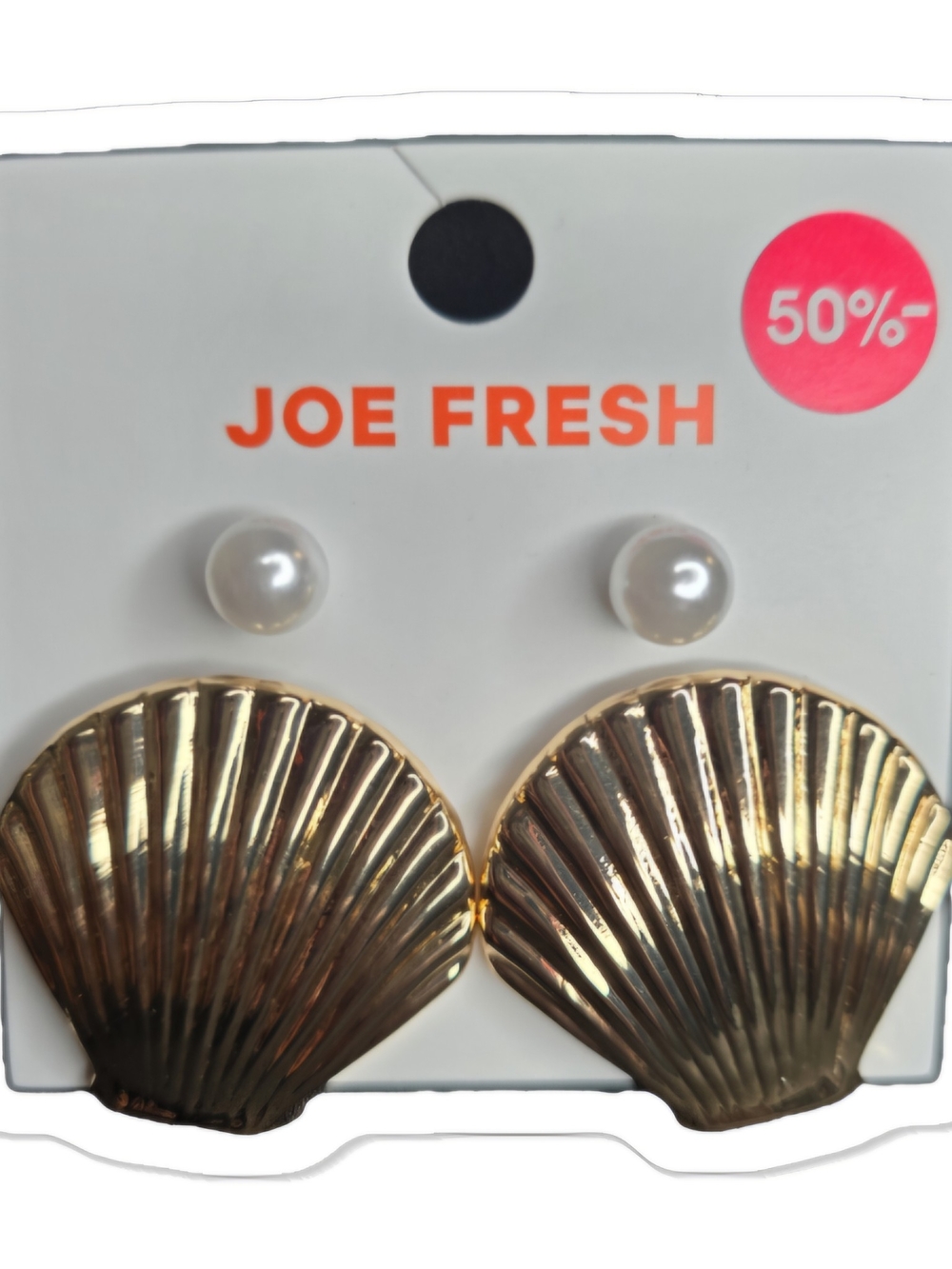 Joe Fresh Gold Shell Earrings with Pearl Studs